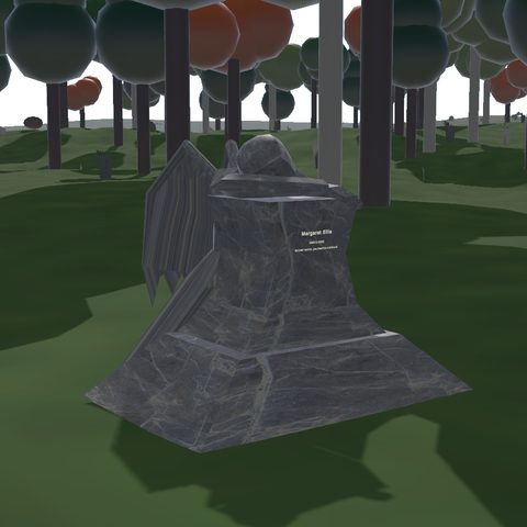 The Angel of Grief monument in the VRChat world, low poly