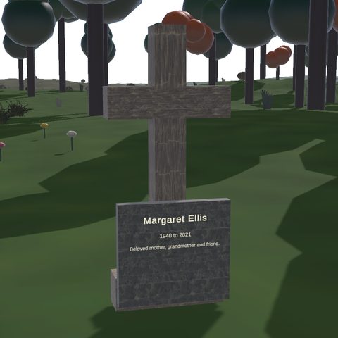The cross monument in the VRChat world, low poly