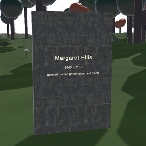 The plaque monument in the VRChat world, low poly